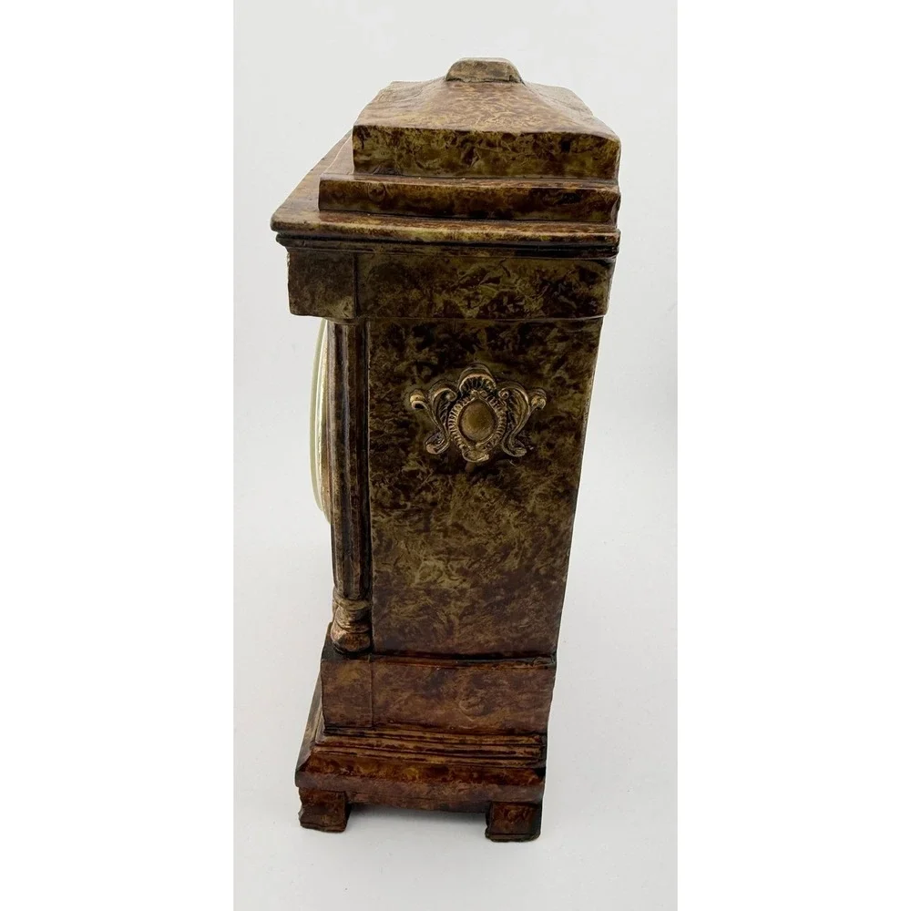 Vintage‎ Mantel Clock Marble Decorative Gold Tone Accents Desktop Tabletop